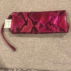 Pink snakeskin wristlet